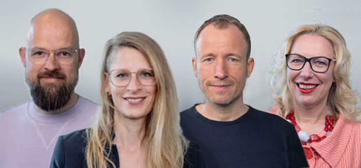 Foto des Vorstands des isp: Jens Brörken, Christine Kanz, Danilo Ziemen, Anke Erath (v.l.n.r)