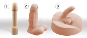 Modelle Holzpenis, Penis ohne Basis und Penis mit Basis